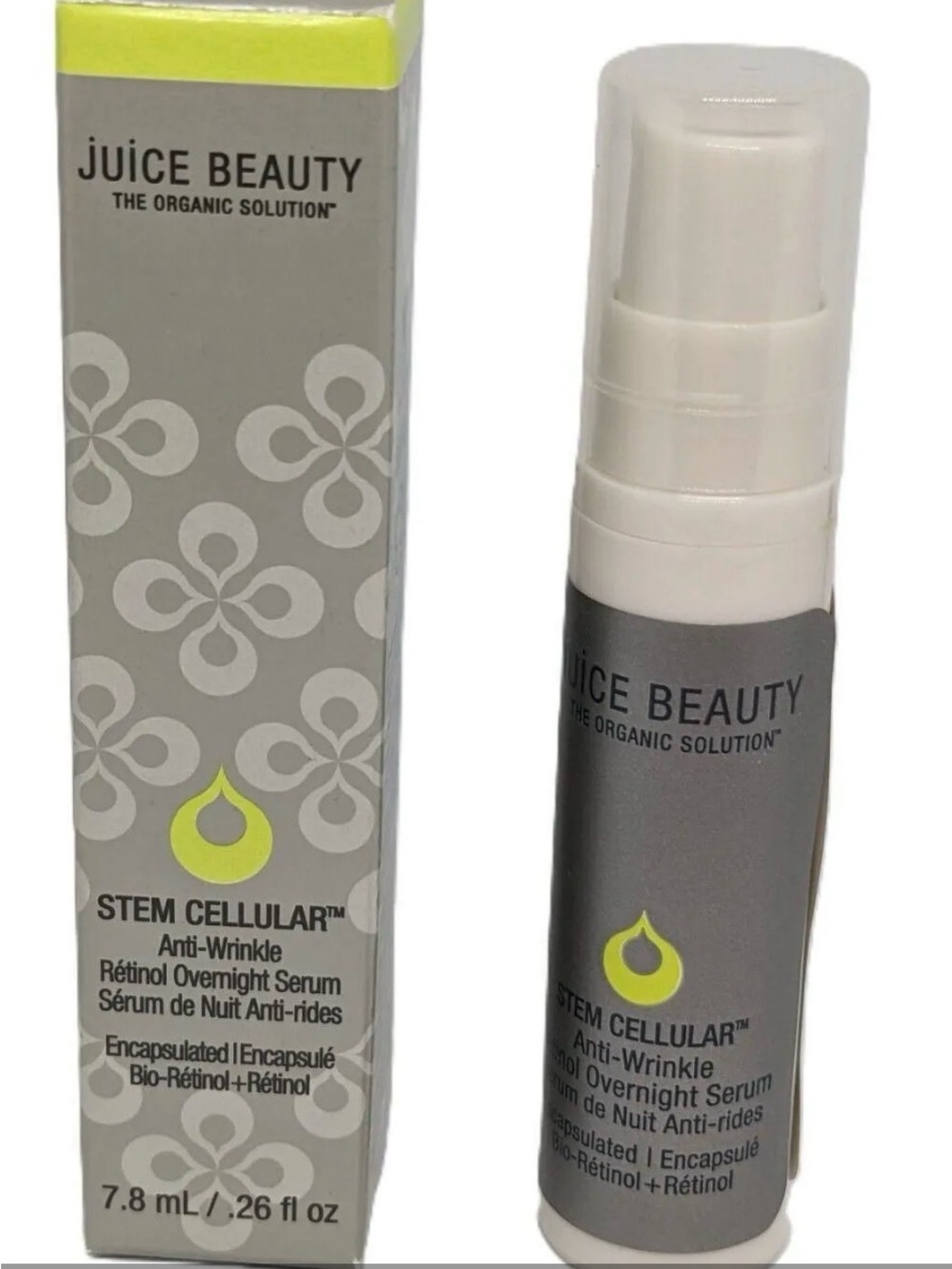 Juice Beauty Stem Cellular Serum in Gray and Neon Yellow Accents